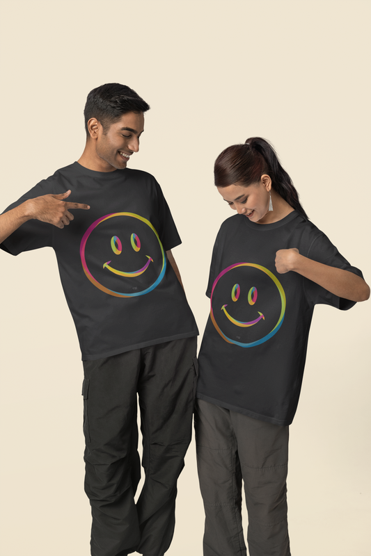 RGB Smile Unisex Half Sleeve Oversized Tshirt for Both Men & Women