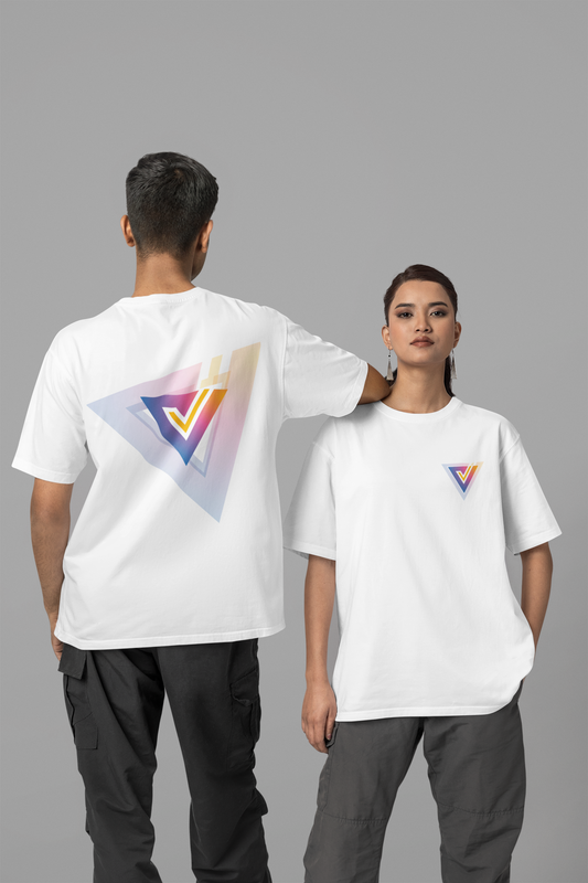 VUWS Logo Oversized Unisex Dual Side Printed Half Sleeve T-Shirt for both Men & Women