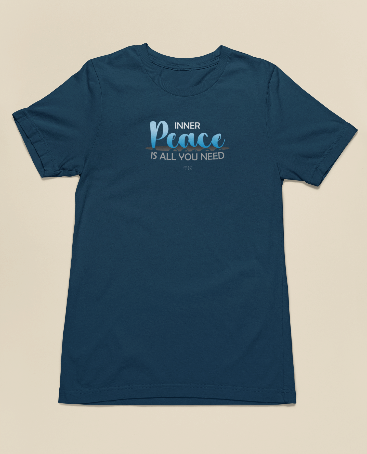 Peace Navy Blue Half Sleeve Tshirt for Women