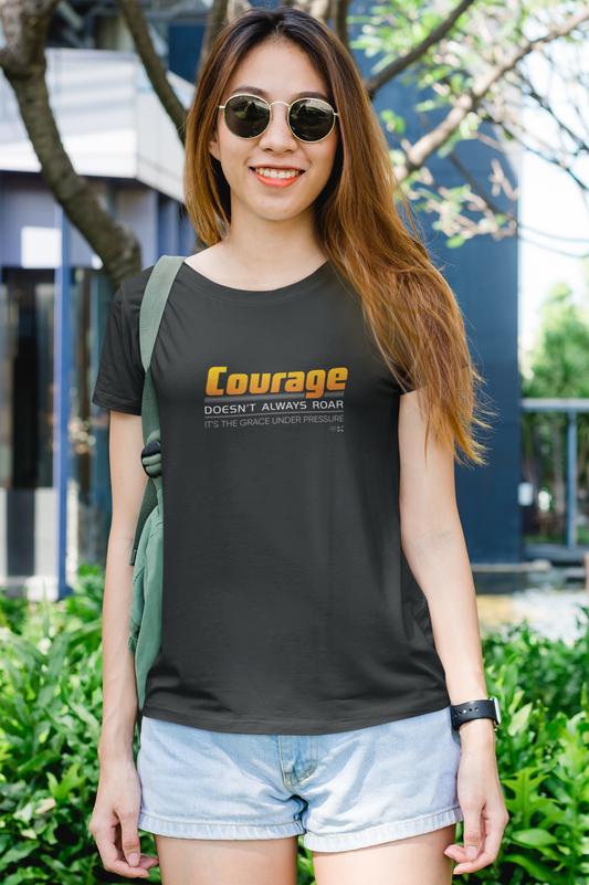 Courage Black Half Sleeve Tshirt for Women