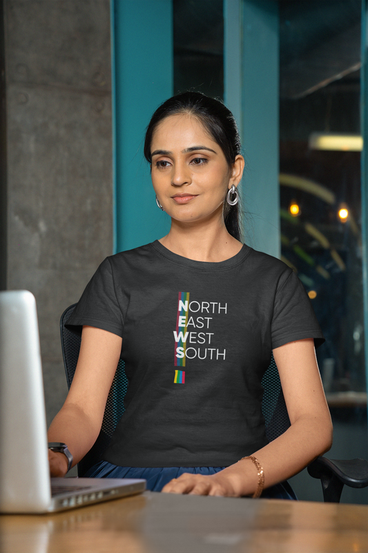 NEWS - NORTH EAST WEST SOUTH Half Sleeve T-Shirt for Women