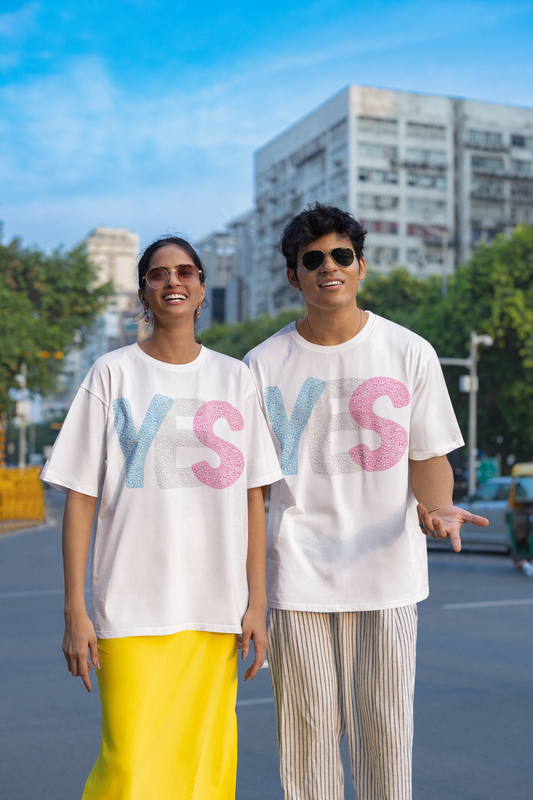 YES (Made up of NOs) Oversized Unisex Half Sleeve T-Shirt for both Men & Women