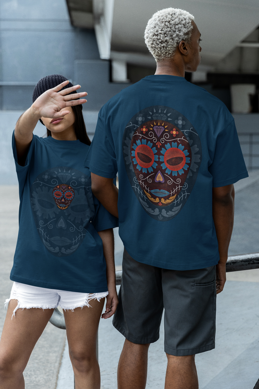 FACE MASK Dual Side Printed Oversized Unisex Half Sleeve T-Shirt for both Men & Women