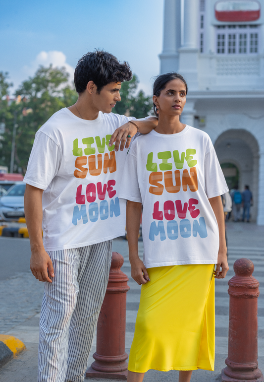 LIVE SUN LOVE MOON Oversized Unisex Half Sleeve T-Shirt for both Men & Women