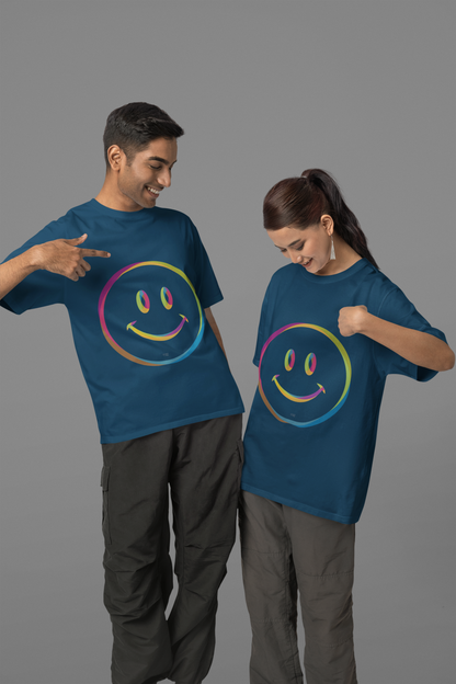 RGB Smile Unisex Half Sleeve Oversized Tshirt for Both Men & Women