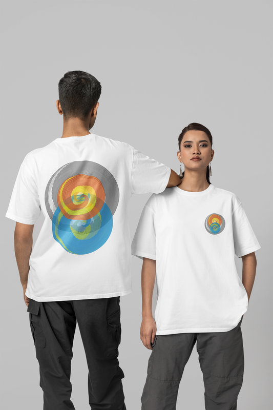 Abstract Spirals Dual Side Printed Oversized Unisex Half Sleeve T-Shirt for both Men & Women