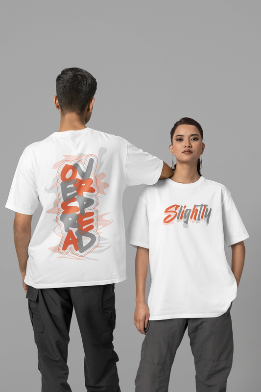 Slightly OVERSPREAD Oversized Unisex Dual Side Printed Half Sleeve T-Shirt for both Men & Women