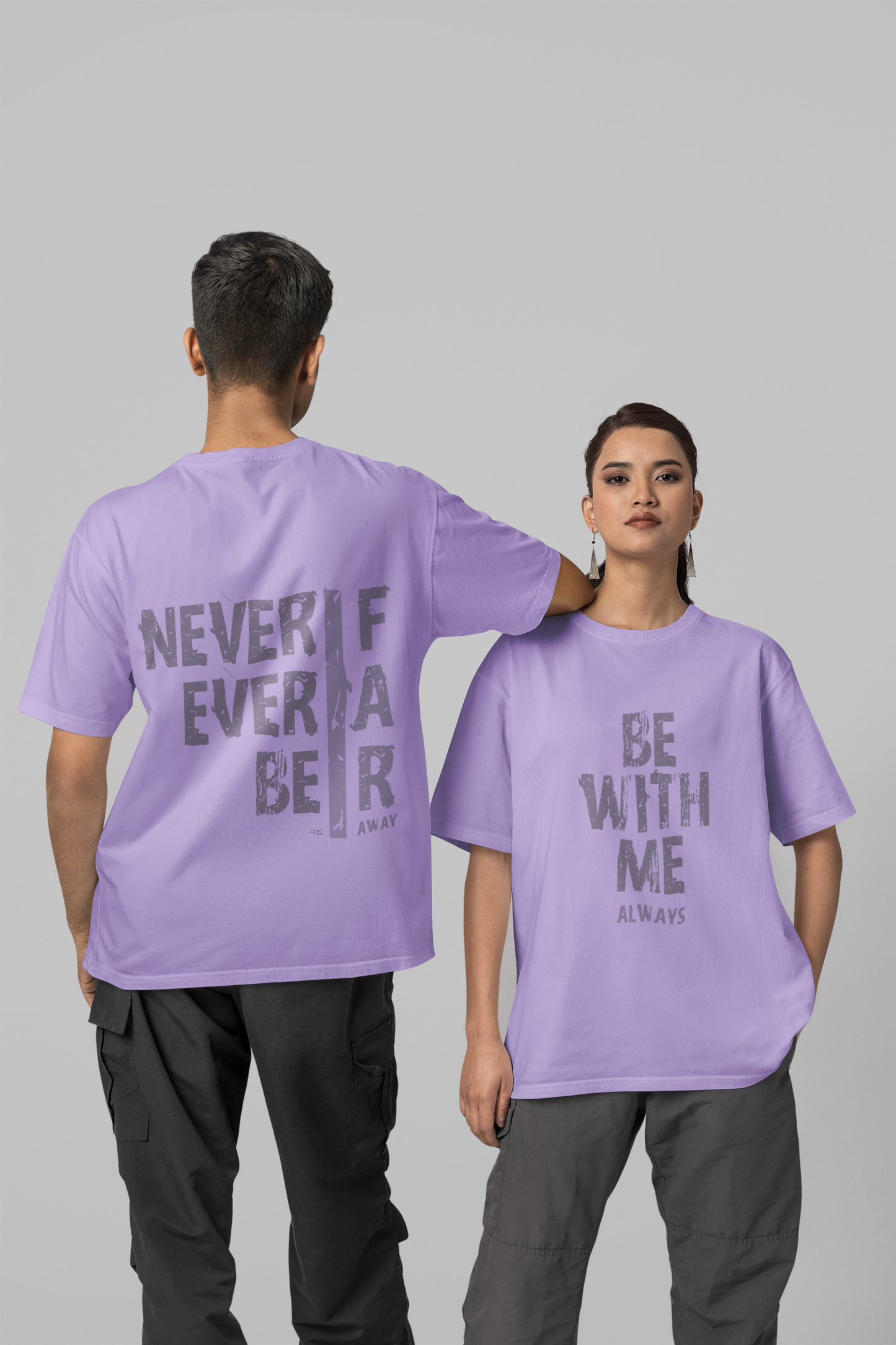 BE WITH ME Unisex Half Sleeve Oversized Dual Side Printed Tshirt for Both Men & Women