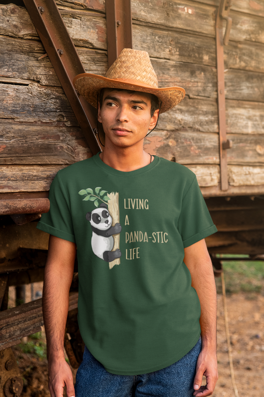 LIVING A PANDASTIC LIFE Half Sleeve T-Shirt for Men