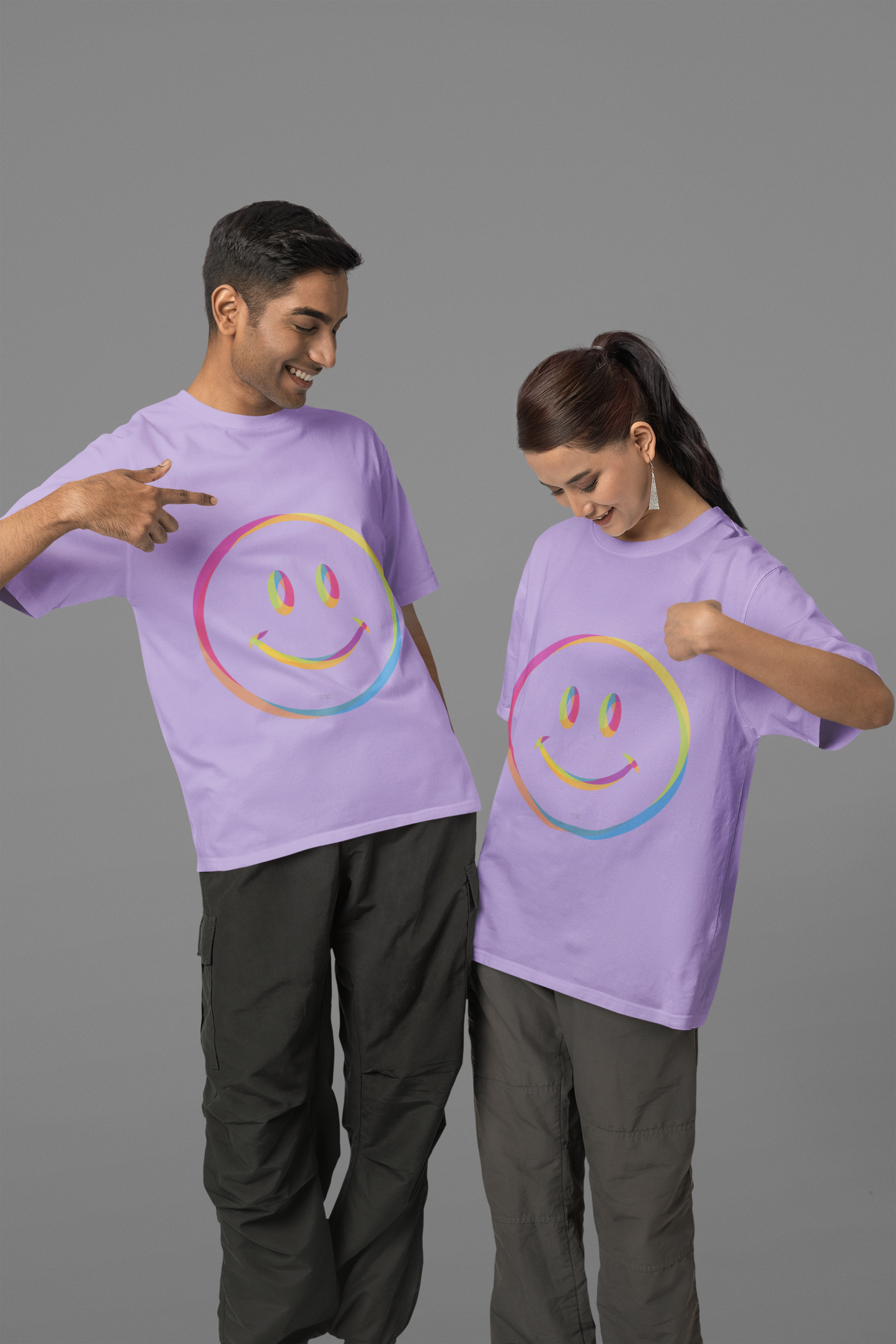 RGB Smile Unisex Half Sleeve Oversized Tshirt for Both Men & Women