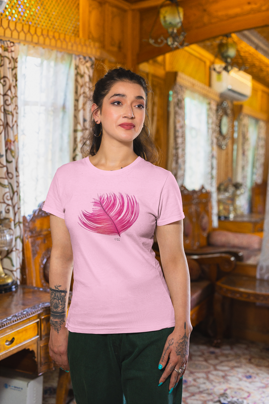 Feather Half Sleeve Tshirt for Women