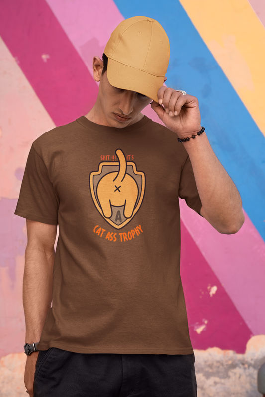 SHIT!!! IT'S A CAT ASS TROPHY Half Sleeve T-Shirt for Men