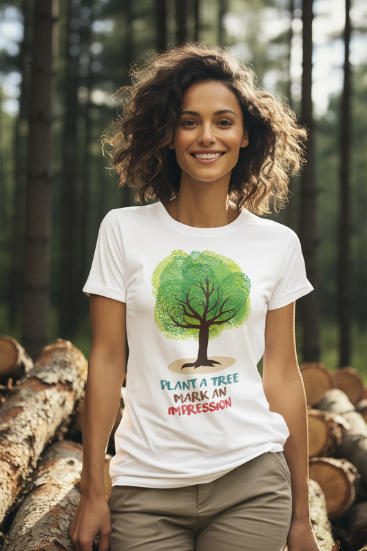 PLANT A TREE, MARK AN IMPRESSION Half Sleeve T-Shirt for Women