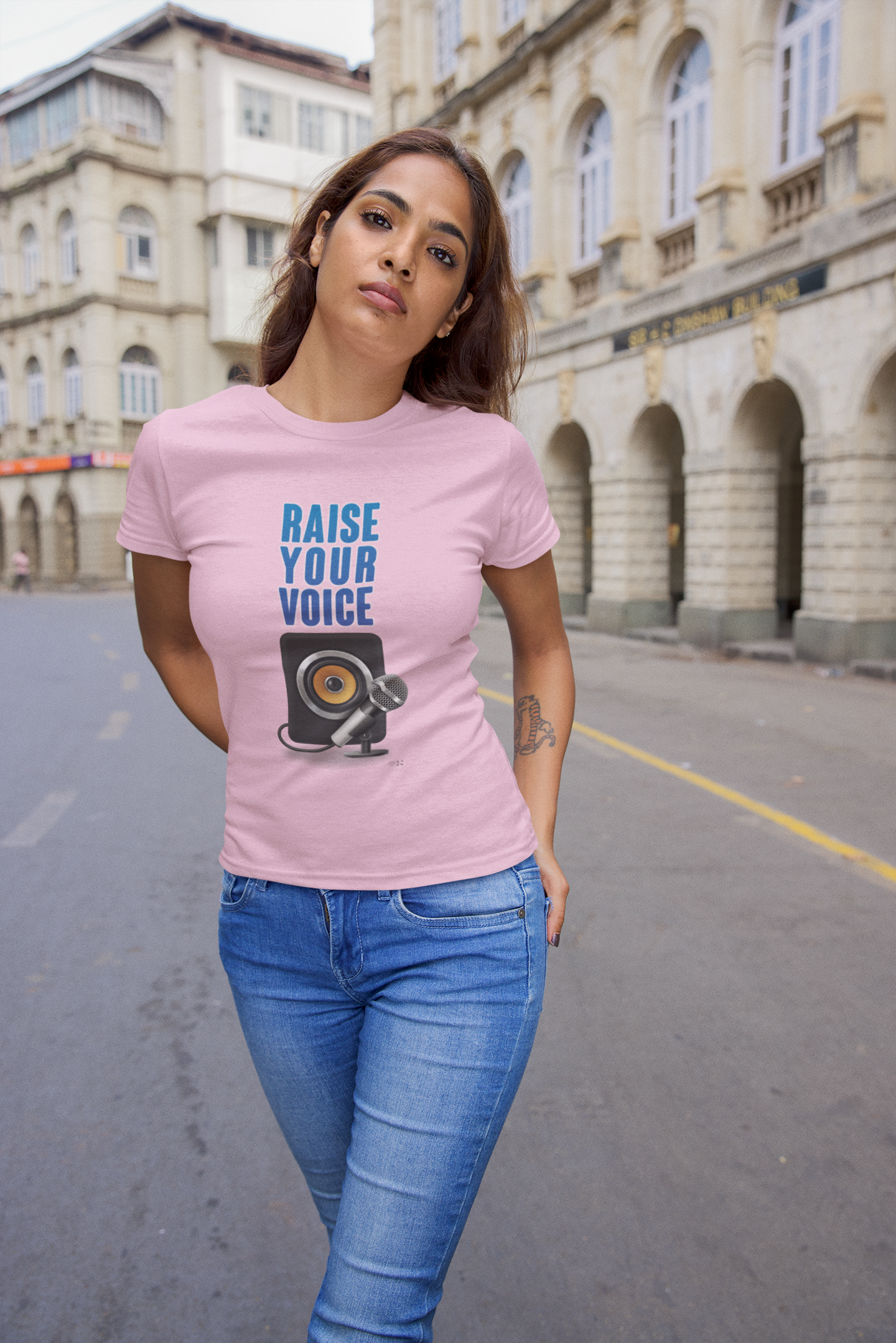 RAISE YOUR VOICE Half Sleeve Tshirt for Women