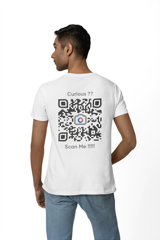 Customizable QR Code Back only Printed Half Sleeve T-Shirt for Men