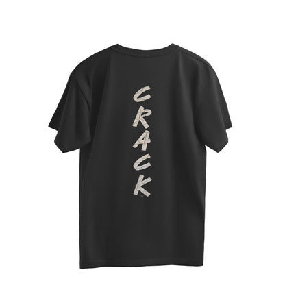 CRACK Black Unisex Half Sleeve Oversized Tshirt for Both Men & Women