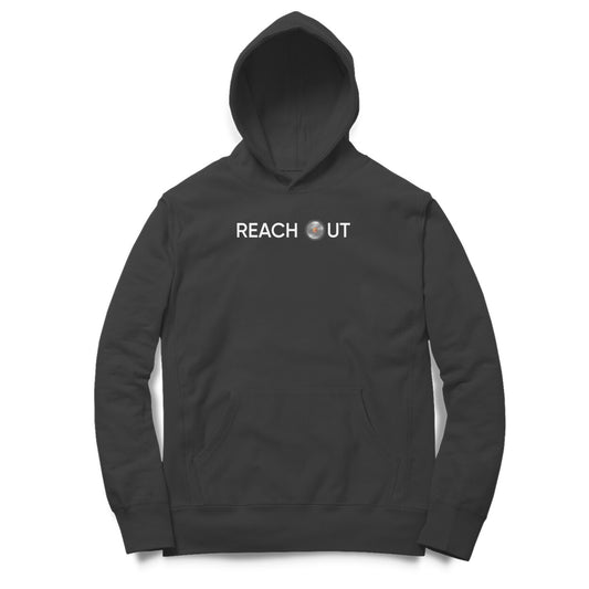 REACH OUT Black Dual Side Printed Hoodie